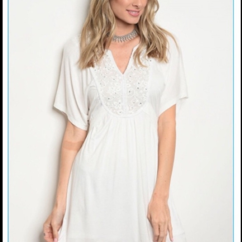 CuteCream S/S knit Dress. Tie back eyelet front nk - Picture 2 of 7